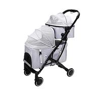 Poussettes légères pour chiens et chats, poussette double couche pour animaux de compagnie, landau pour chien et chat, poussette amovible à deux couches, idéale pour les lits jumeaux ou multiples re