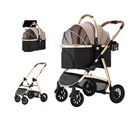 Poussettes pour animaux de compagnie pour chiens/chats de taille moyenne et grande, cadre pliable 3 en 1 en alliage d'aluminium, support amovible, poussette de voyage, siège auto, chariot de rangeme