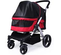 Poussettes pour animaux de compagnie pour grands chiens, poussette de voyage, landau pour grand chien, poussette pour chat, tissu Oxford 600D, chargement en alliage d'aluminium, 30 kg (couleur : rouge