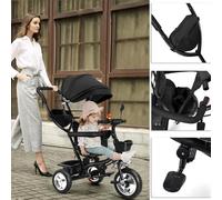 Poussettes pour bébés Tricycle bébé Landaus avec bonnet réglable Poussette/tricycle 3 en 1 Sûre, légère et réglable(65cm*39cm*27cm)