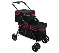 Poussettes pour chat à deux couches pour 2 chats, poussette double couche pour 2 chiens, poussette pour chat, poussette, poussettes pour chat, chien et plus encore (rouge)
