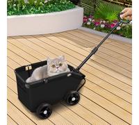 Poussettes pour chats pliable, avec tige de poussée réglable, Poussette Portable pour Animaux de Compagnie, Chariot pour Chien et Chat, 51 * 35 * 31cm (Noir)
