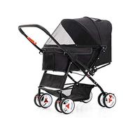Poussettes pour chiens à 4 roues pour chiens de taille moyenne et petite, poussette pour chat/chien, facile à plier d'une seule main, poignée de poussée réversible, poussette pour animaux de compagn