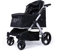 Poussettes pour chiens de grande taille, poussette de voyage, poussette pour chat pour deux chats, respirant, tissu Oxford 600d, alliage d'aluminium, charge 30 kg (noir) (noir)