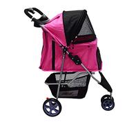 Poussettes pour chiens de petite et moyenne taille, transport pliable pour animaux de compagnie, poussette pour chien, roue avant de 5 pouces, roue arrière de 7 pouces, poussette pour chat avec port