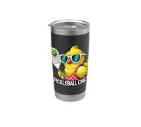 Poussin de pickleball mignon avec sa pagaie Gobelet isotherme en acier inoxydable double paroi