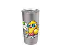 Poussin de pickleball mignon avec sa pagaie Gobelet isotherme en acier inoxydable double paroi