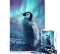 Poussin de Pingouin sous Une Aurore boréale Puzzle de 1000 pièces pour Adolescents Jeu intellectuel Moments de complicité Découpe de qualité Cadeau mémorable (38x26cm)