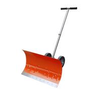 Poussoir à neige à roulettes robuste avec poignée réglable et lame multi-angle pour un déneigement efficace des allées et des trottoirs