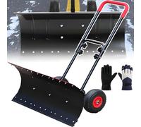 Poussoir à neige avec dents de pelle à glace, grande capacité, avec roues et poignée, angle et hauteur réglables pour allée, jardin, pavés