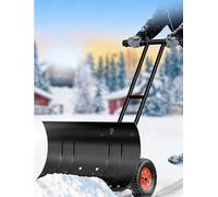 Poussoir à neige avec roues, poignée réglable, lame à 5 angles pour un déneigement efficace sur les allées et les chemins