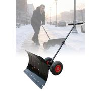 Poussoir à neige avec roues, poignée réglable, lame en acier pour un déneigement efficace des allées et des allées