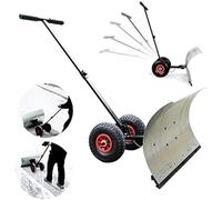 Poussoir à neige roulant en métal robuste avec roues en polypropylène et poignée réglable en aluminium pour un déneigement efficace