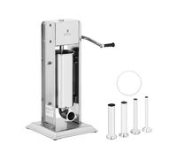 Royal Catering Poussoir À Saucisse Machine A Viande Manuel Vertical Bourreuse Embosseuse Charcuterie Main RCWV-5L (Volume 5 l, Cylindre Ø 15 cm, 4 Tubes De Remplissage, 2 Vitesses, Manivelle)