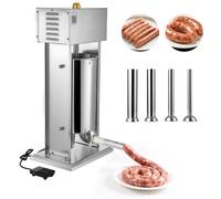 VEVOR Poussoir à Saucisses Électrique 15 L, Machine à Saucisses Verticale en Acier Inoxydable, Ensacheuse à Contrôle de Vitesse en Continu et Pédale, avec 4 Tubes de Remplissage, pour Cuisine