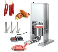 Poussoir à saucisses électrique 2 L en acier inoxydable avec pédale et 3 tubes, force 1000 N, presse verticale amovible pour usage domestique et commercial