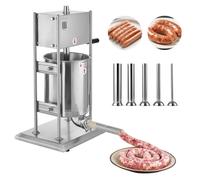 Poussoir à Saucisses Manuel Capacité 10 L-VEVOR-en Acier Inoxydable-avec 5 Tubes de Remplissage-Ensacheuse à Double Vitesse