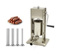 Poussoir à Saucisses Manuel Vertical 3L - Acier Inox - 4 Tubes de Remplissage - 2 Vitesses - Idéal pour Saucisses et Merguez - Usage Professionnel et Domestique