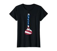 Poussoir de Toilette Drapeau américain pour Plombier Plomberie américaine drôle T-Shirt Graphique avec Valeur, Femme, Noir, M