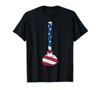 Poussoir de Toilette Drapeau américain pour Plombier Plomberie américaine drôle T-Shirt Graphique avec Valeur, Homme, Noir, S