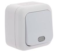 Poussoir Étanche Blanc - Bouton Poussoir Mural A Voyant - Commande Éclairage/Télérupteur - Intérieur & Extérieur Protégé - Protection IP54 - Interrupteur Garage - Interrupteur Cave