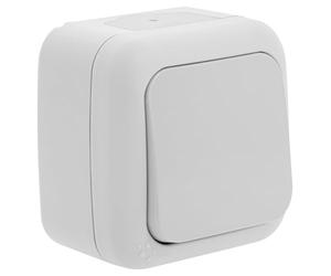 Poussoir Étanche Blanc - Bouton Poussoir Mural - Commande Éclairage - Intérieur & Extérieur Protégé - Protection IP54 - Interrupteur garage
