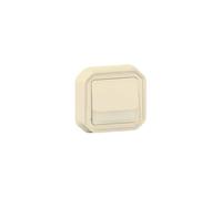 Poussoir inverseur lumineux étanche avec porte-étiquette Plexo livré complet pour montage en encastré avec griffes sable - 70074 - Legrand