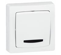 Poussoir à voyant 6A Appareillage saillie complet - Blanc