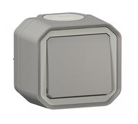 Poussoir NO complet saillie 10 A étanche - gris - Plexo LEGRAND