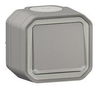 Poussoir NO lumineux avec voyant étanche PLEXO 10 A livré complet pour fixation saillie gris (boîte de 10) - LEGRAND - 069722L Gris G