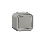 Poussoir NO lumineux complet saillie 10 A étanche - gris - Plexo LEGRAND