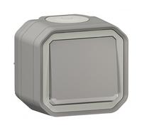 Poussoir NO lumineux avec voyant étanche Plexo 10A IP55 IK08 livré complet pour fixation saillie - gris - 069722L - Legrand
