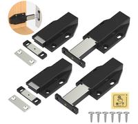 Poussoir Push to Open Jiayi Lot de 4 Aimant Poussoir Porte Placard Noir | Ouverture Push Pull pour Armoire Loquet Magnetique Pousse pour Porte Fermeture Touche Lache pour Tiroir Camping-car Cuisine