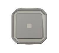 Poussoir temporisé étanche lumineux complet Plexo 1 poste gris Legrand