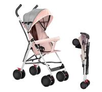 Pousstte Bébé Poussette Canne Poussette Compacte Poussette Pliable Roues Maniables et Légères Dossier Réglable Matériau Anti-UV Avec pochette de rangement Cadeau pour bébé, Rose