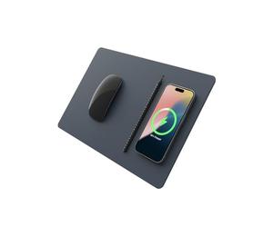 POUT Pallo Hands 3 Pro - Tapis de Souris Cuir PU Chargeur Induction Iphone, Samsung, Charge Rapide, Antidérapant, Ultra Lisse, Design et Ultra Fin Compatibilité Universelle (Bleu), B07T19SSP4