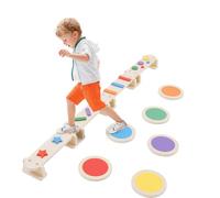 Poutre d'équilibre en bois 3 en 1 pour enfants et tout-petits avec pierres de marche, planche d'équilibre Montessori multifonction, parcours d'obstacles, entraînement sensoriel