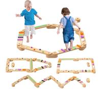 Poutre d'équilibre en bois - AIYAPLAY - pour enfants 3-8 ans - pierres d'obstacle colorées - intérieur et extérieur