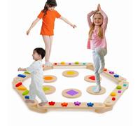 Poutre d'équilibre en bois avec pierres d'équilibre, pour l'intérieur et l'extérieur, convient pour les enfants, combinable librement, planches d'équilibre Montessori, obstacles de gymnastique, jouets