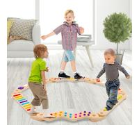 Poutre d'Équilibre en Bois Montessori,Jouet d'Équilibre pour Enfants avec Pierres Obstacles Colorées,Intérieur & Extérieur