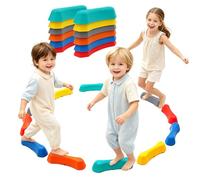 Poutre d'Équilibre Enfant 12 Pièces Empilable | Période de Motricité, Surface Antidérapante, Patins Anti-Glisse, Parcours d'Obstacles Intérieur et Extérieur