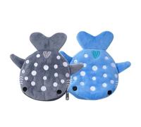 Poux de Monnaie de Requin, 2pcs Baleine Requin-Baleine Sac à Main avec Une Fermeture à glissière Animale en Peluche Petite Pochette Mignonne de monnai