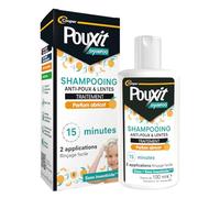 POUXIT Shampoo - Shampooing parfum abricot - Traitement anti-poux et lentes - Agit en 2 applications de 15 minutes (1) - Traitement du cuir chevelu - Flacon de 100 ml