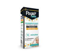 POUXIT - Shampooing parfum abricot Traitement anti-poux et lentes 100% Efficace Agit en 2 applications de 15 minutes du cuir chevelu Flacon 100 ml