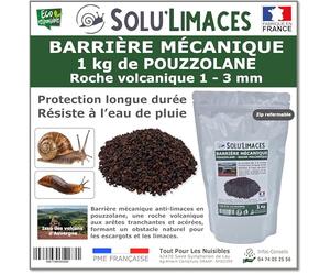 POUZZOLANE 1 kg - Barrière Anti Limaces, Escargots et autres gasteropodes - Roche Volcanique 1 à 3 mm