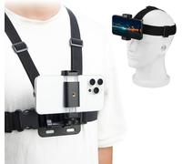 POV Support de poitrine pour iPhone, support de tête pour caméra d'enregistrement Vlog Body Harness Strap Holder Kit pour GoPro, pour DJI Osmo Pocket 3, pour Insta360 X5 X4 X3, pour Samsung
