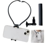 POV/Vlog Support pour Cou Téléphone Portable, Support De Téléphone Tour De Cou avec Clip Téléphonique pour iPhone 16 15 14 13 Pro Max, Téléphones Android et Caméra d'action-GBZ Black