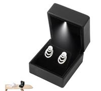 Povanjer Boîte à bijoux pour collier, boîte à bagues LED | Boîte à pendentif collier anniversaire,Petite boîte de présentation de bagues, boîtes de bagues de fiançailles de forme carrée pour