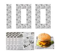 Povanjer Feuilles de Papier ciré pour Aliments,Feuilles de Papier Alimentaire | Feuilles de Cuisson Anti-Graisse, Papier 100 pièces - Doublures de Panier Alimentaire antiadhésives pour fête,