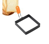 Povanjer Moule à œufs carré - Moules à œufs pour frire | Anneau à œufs carrés, anneau en acier inoxydable pour œufs au plat, crêpes avec poignée en silicone pour petit-déjeuner, omelette sandwich